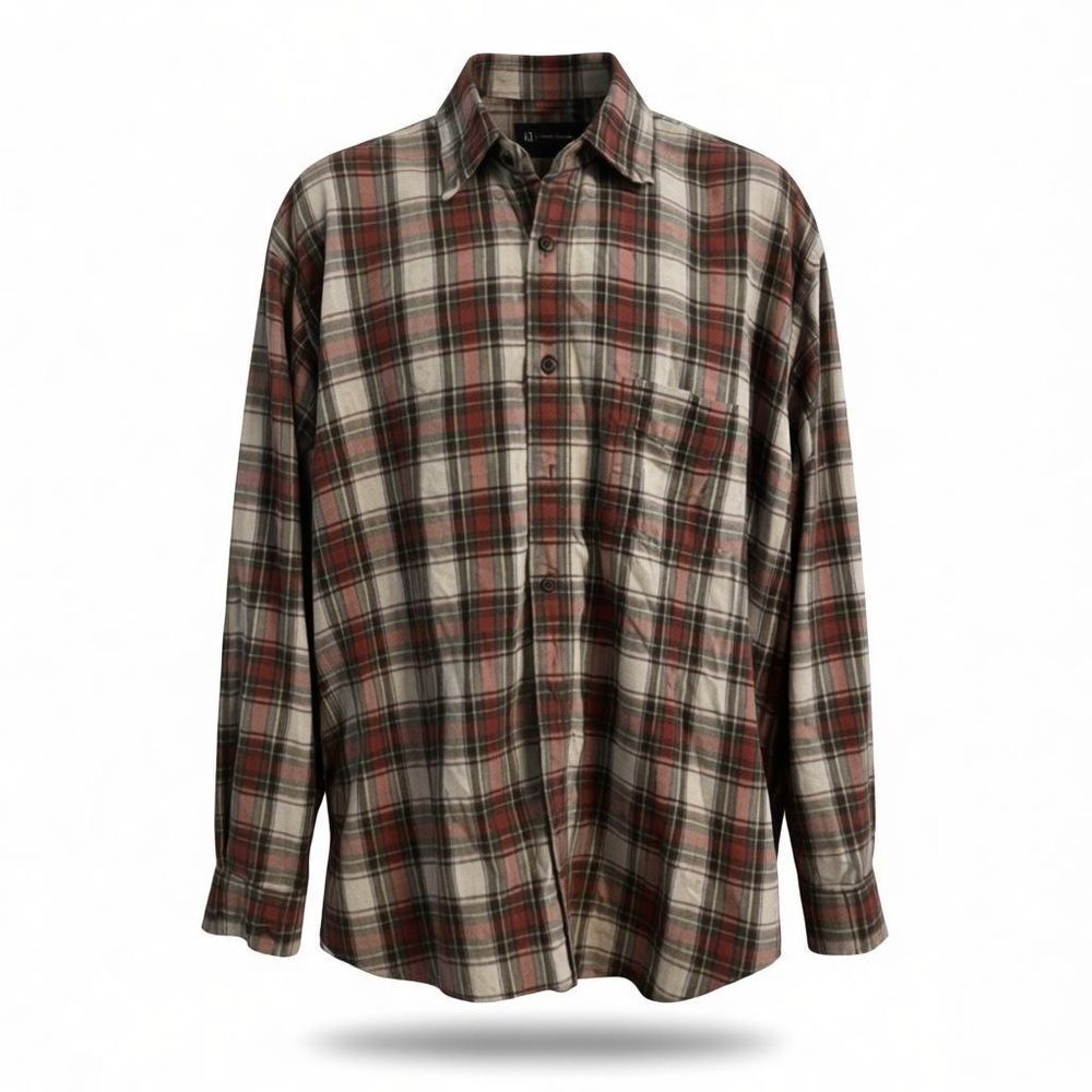 J Crew Y2K Distressed Cotton Plaid Long Sleeve Shirt Size XL